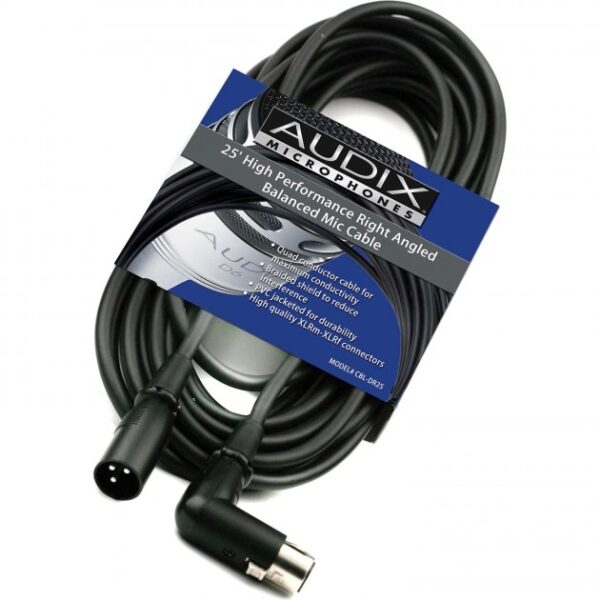 AUDIX CBLDR25 καλώδιο μικροφώνου angle XLR. Quad conductor with braided shield 7,5m